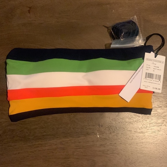 Robin Piccone Swim Colorblock Casey Bandeau Bikini Top navy multi - Picture 3 of 8